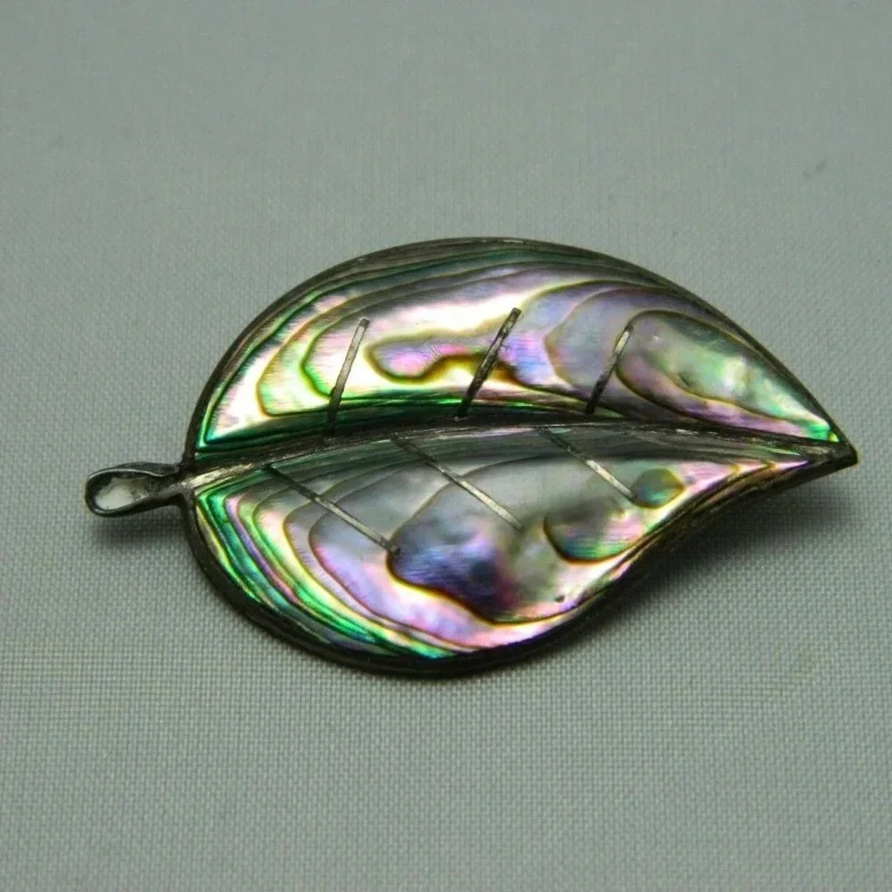 Alpaca Mark .925 Sterling Silver Abalone Leaf